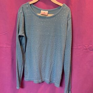 Hanna Andersson Blue Long Sleeve Tee with Silver Dots